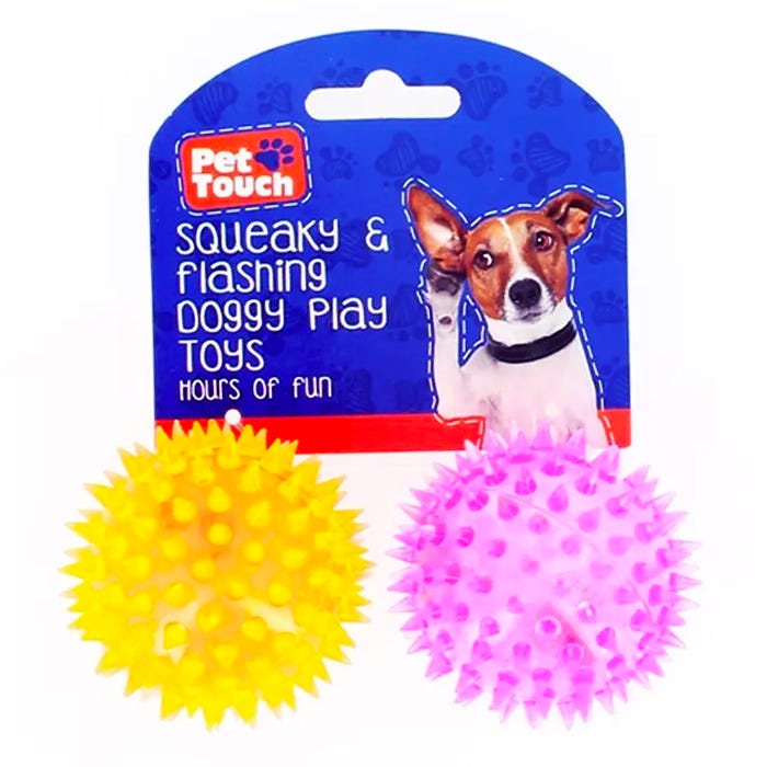 Pet Touch Flashing Spike Ball 2 Balls