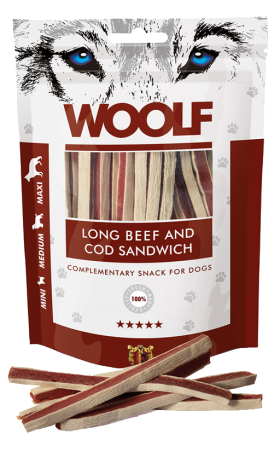 Long Beef and Cod Sandwich Woolf Dog Treats