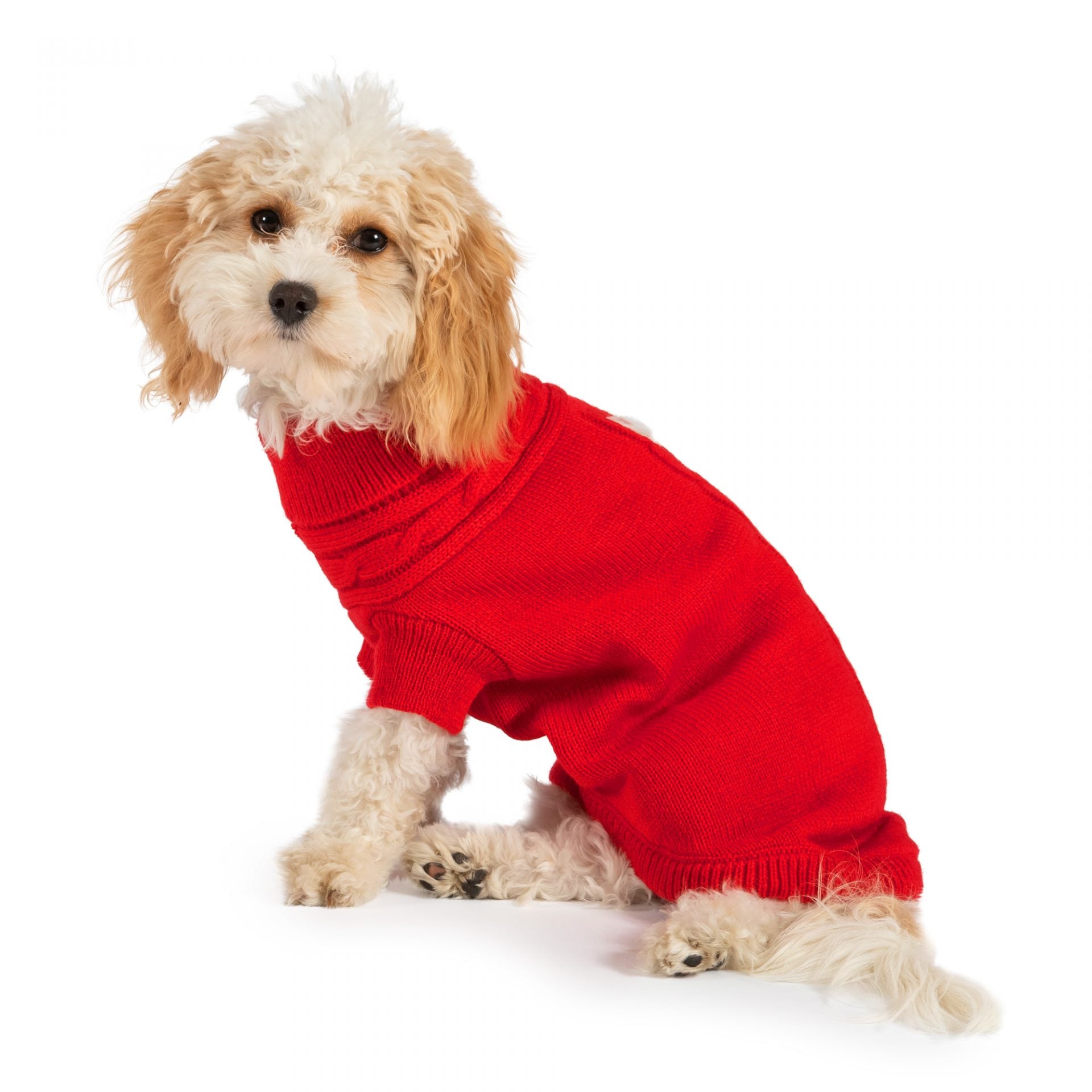 Ancol Red Cable Knit Dog Jumper S