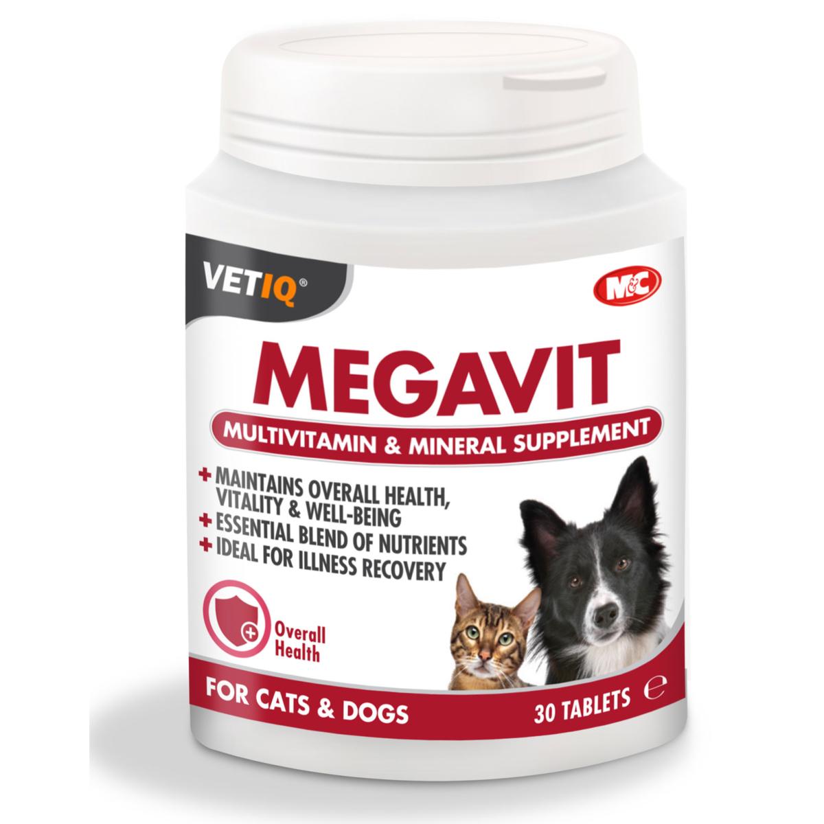 Vetiq Megavit Multivitamin and Mineral Supplement 30 Tablets For Cats and Dogs