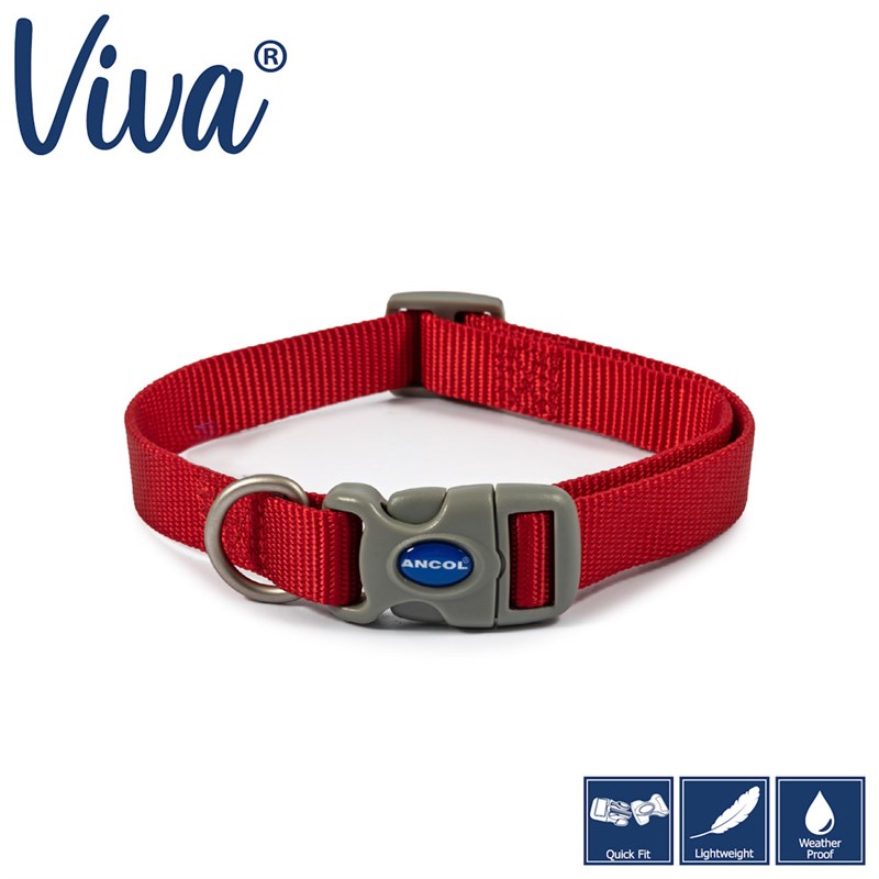Ancol Adjustable Nylon Collar - Red 30-50Cm