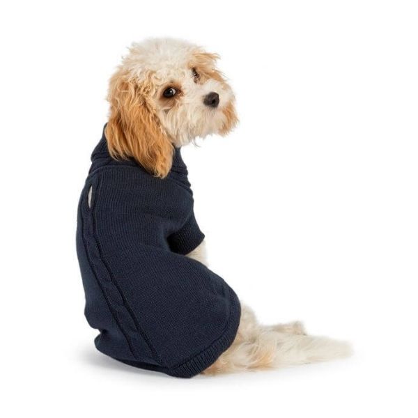 Charcoal grey Cable Knit dog Jumper XS