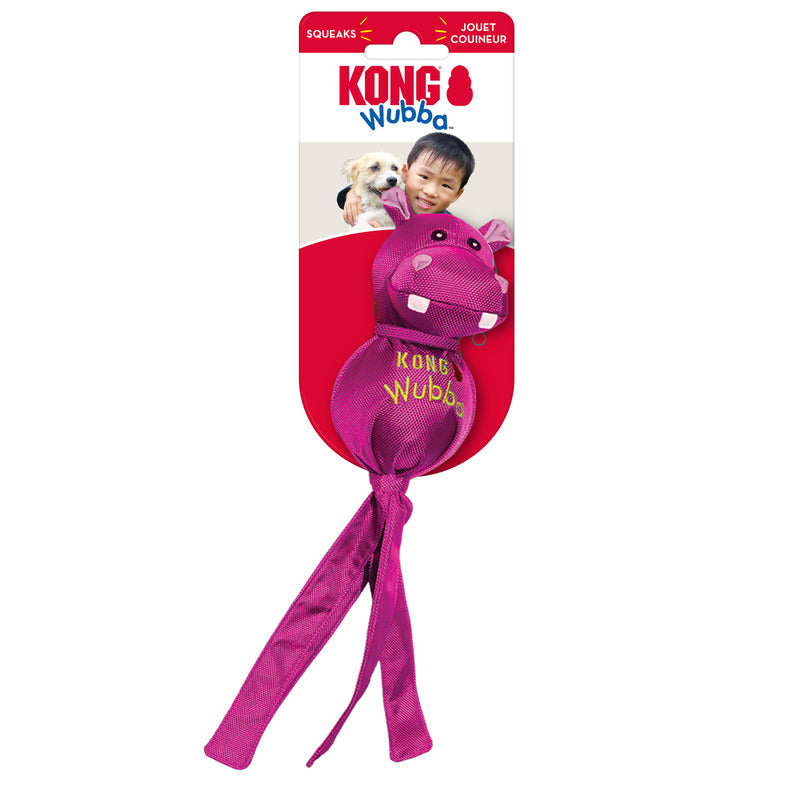 KONG Hippo Wubba – Tug, Toss & Squeak Fun for Dogs