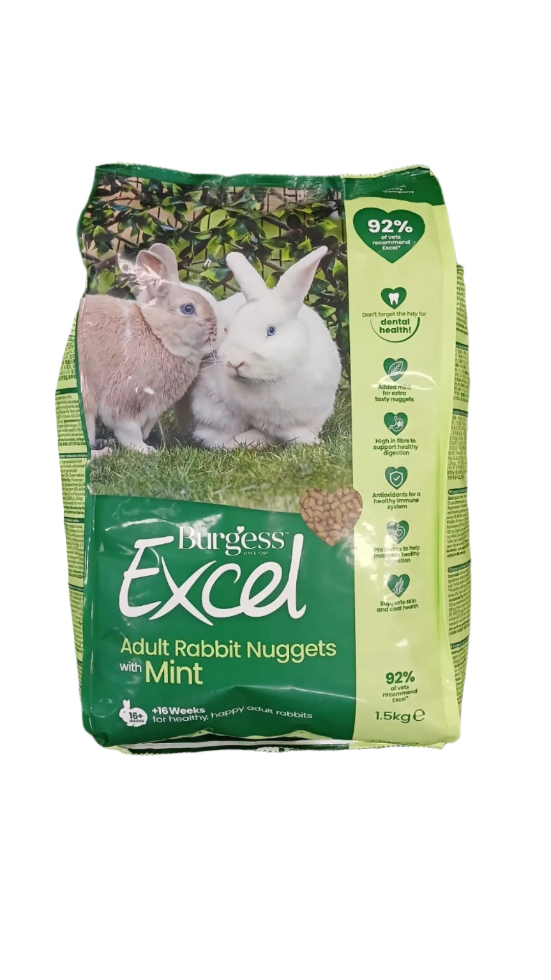 Burgees Excel Adult Rabbit Nuggets with Mint 1.5kg