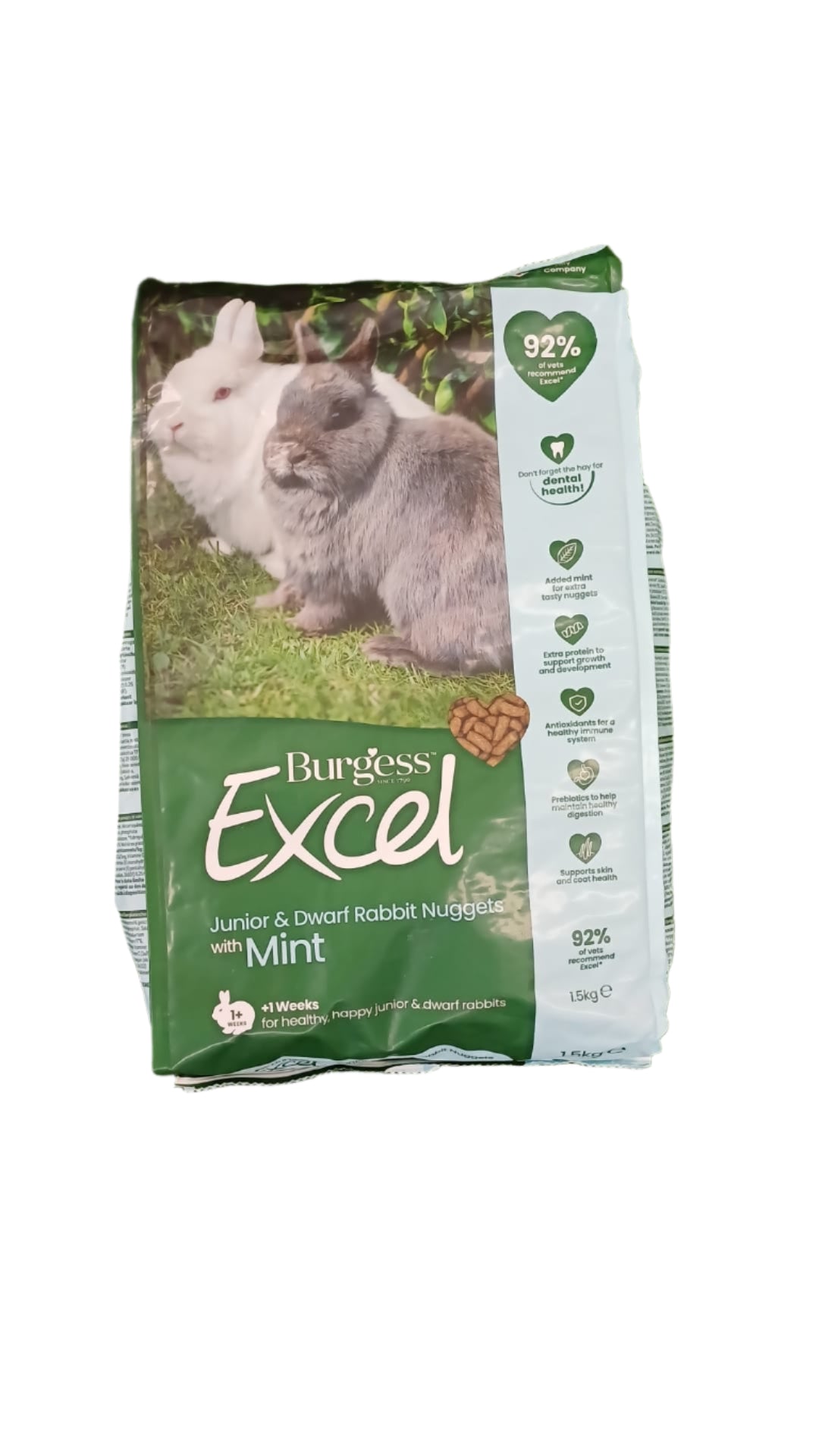 Burgees Excel Junior & Dwarf Rabbit Nuggets with Mint 1.5kg