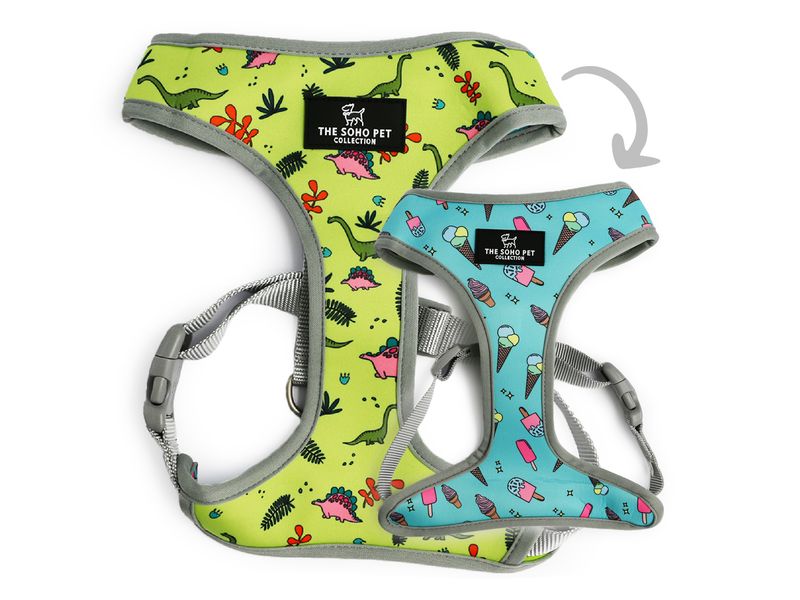 Dino/Ice Cream Reversible Dog Harness