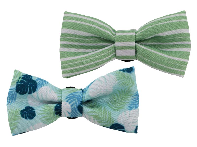 Soho Green Stripe/Leaf Bow Tie