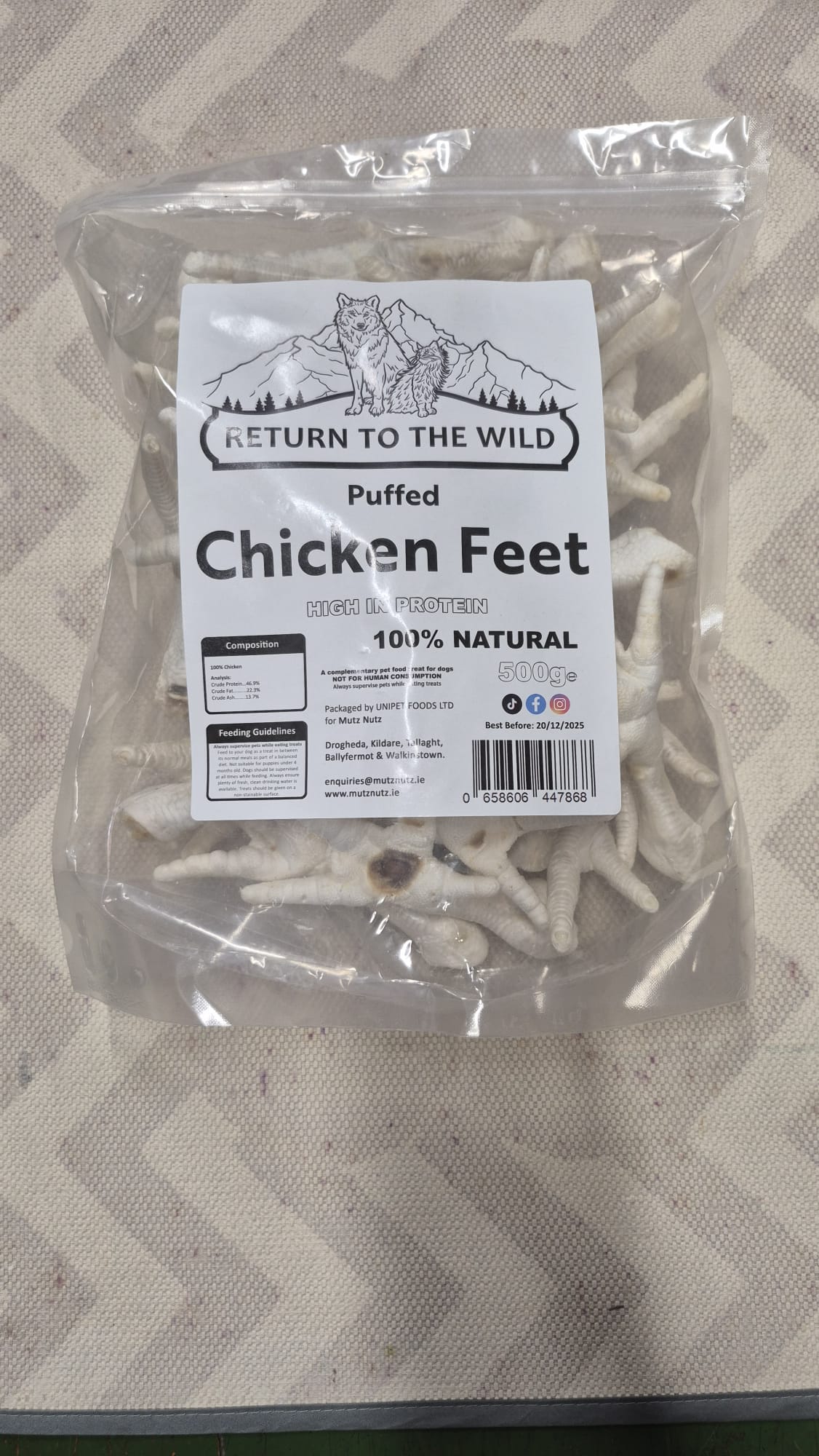 Puffed Chicken Feet for Dogs