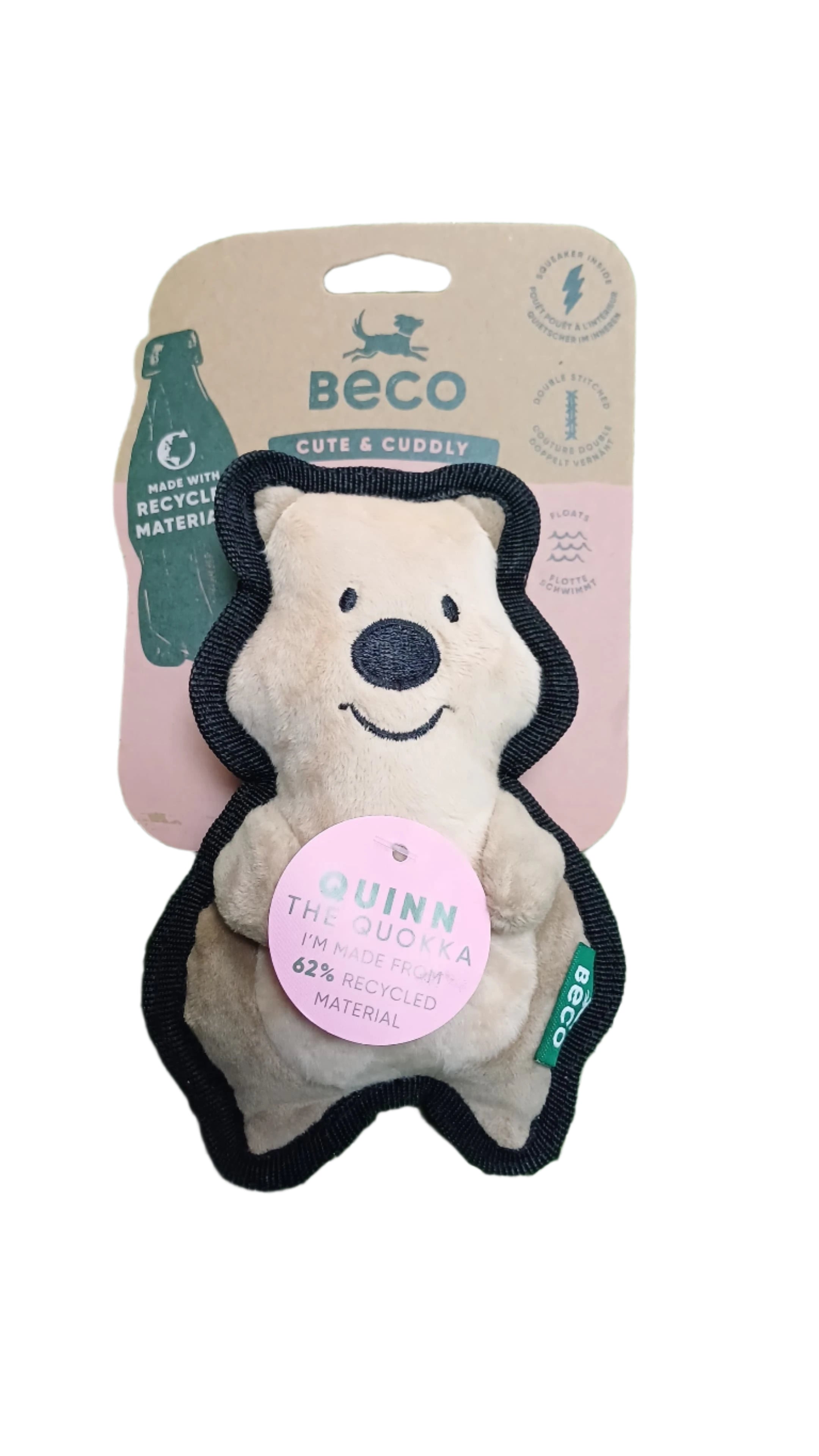 Quinn The Quokka – Eco-Friendly Plush Dog Toy with Squeaker