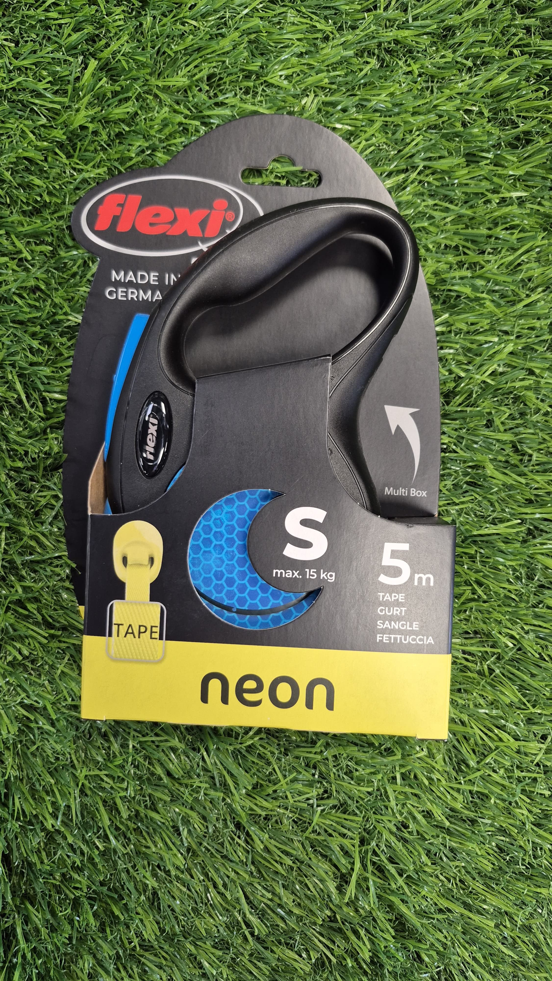 Flexi Neon Tape Lead – 5m Retractable Dog Leash (Pink & Blue)