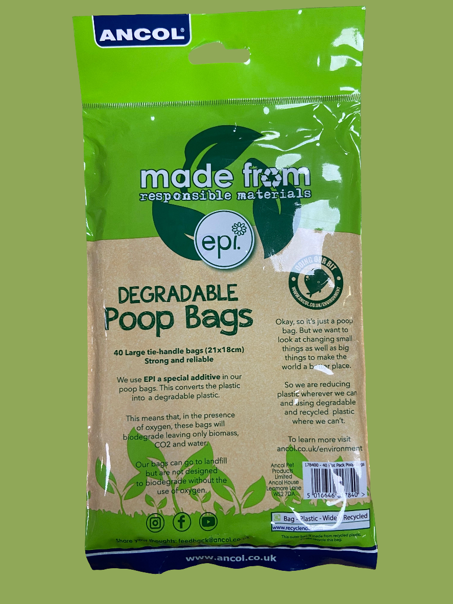 Ancol degradable handle tie poo bags 40pk