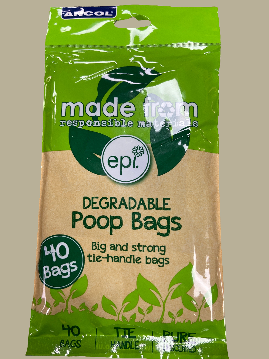 Ancol degradable handle tie poo bags 40pk
