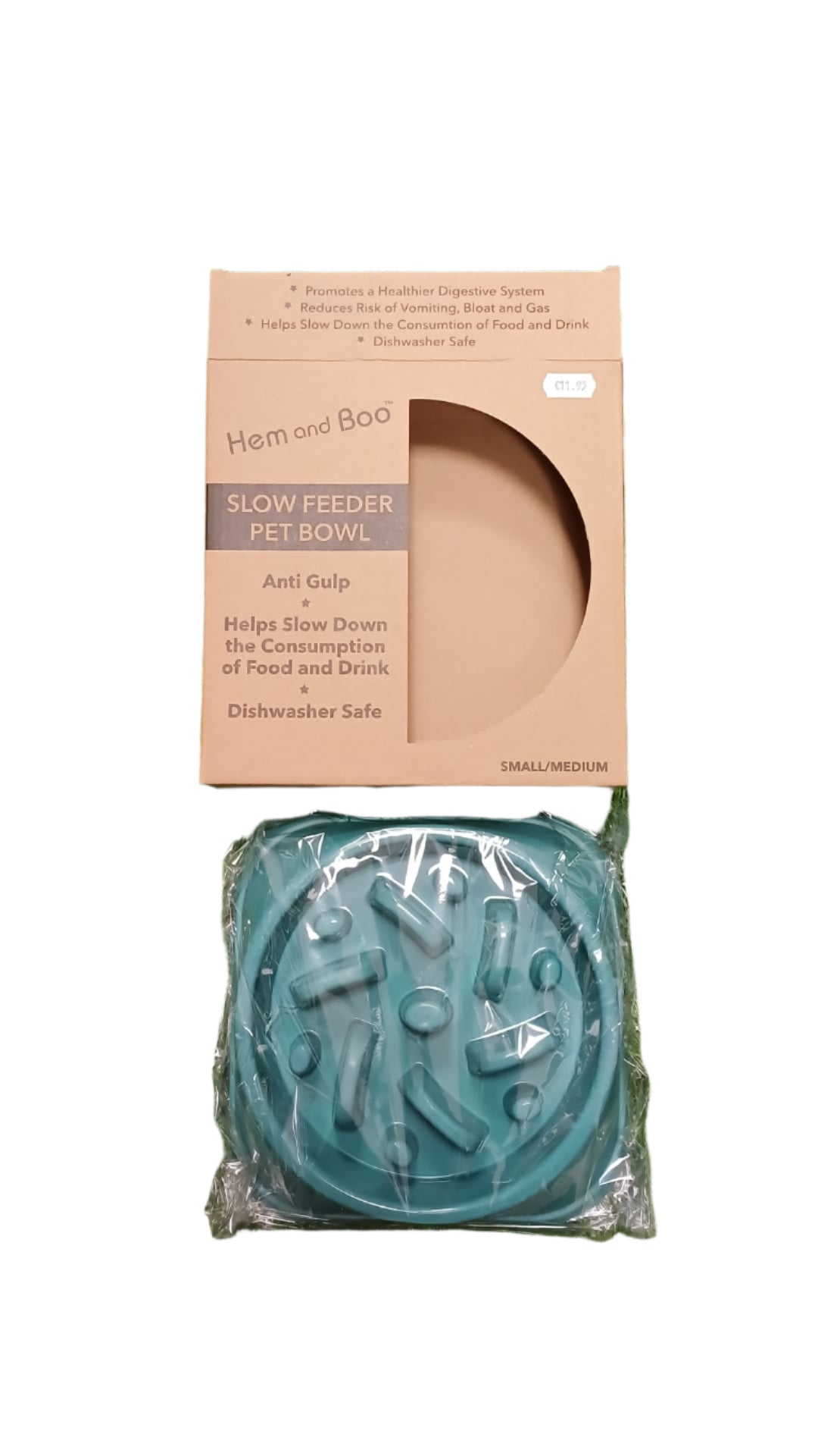 Small/Medium Blue Hem and Boo Slow Feeder Pet Bowl