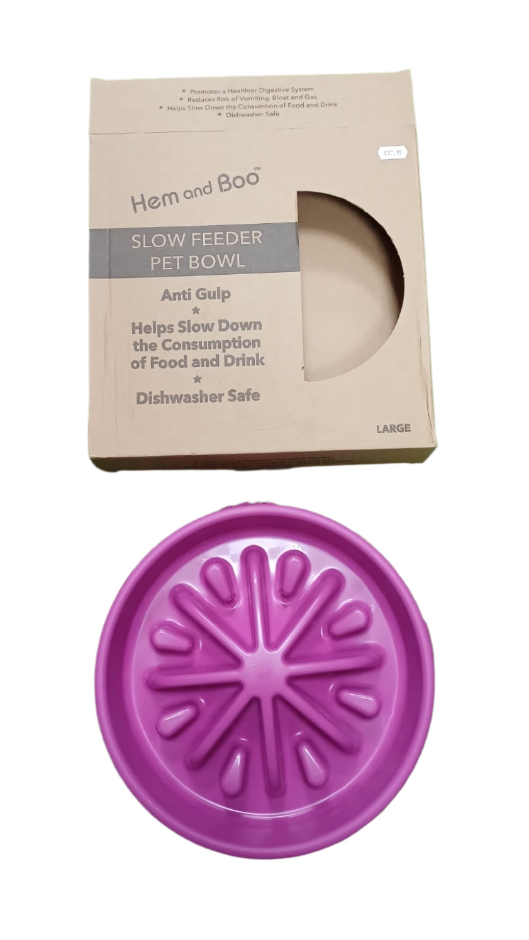 Large Pink Hem and Boo Slow Feeder Pet Bowl