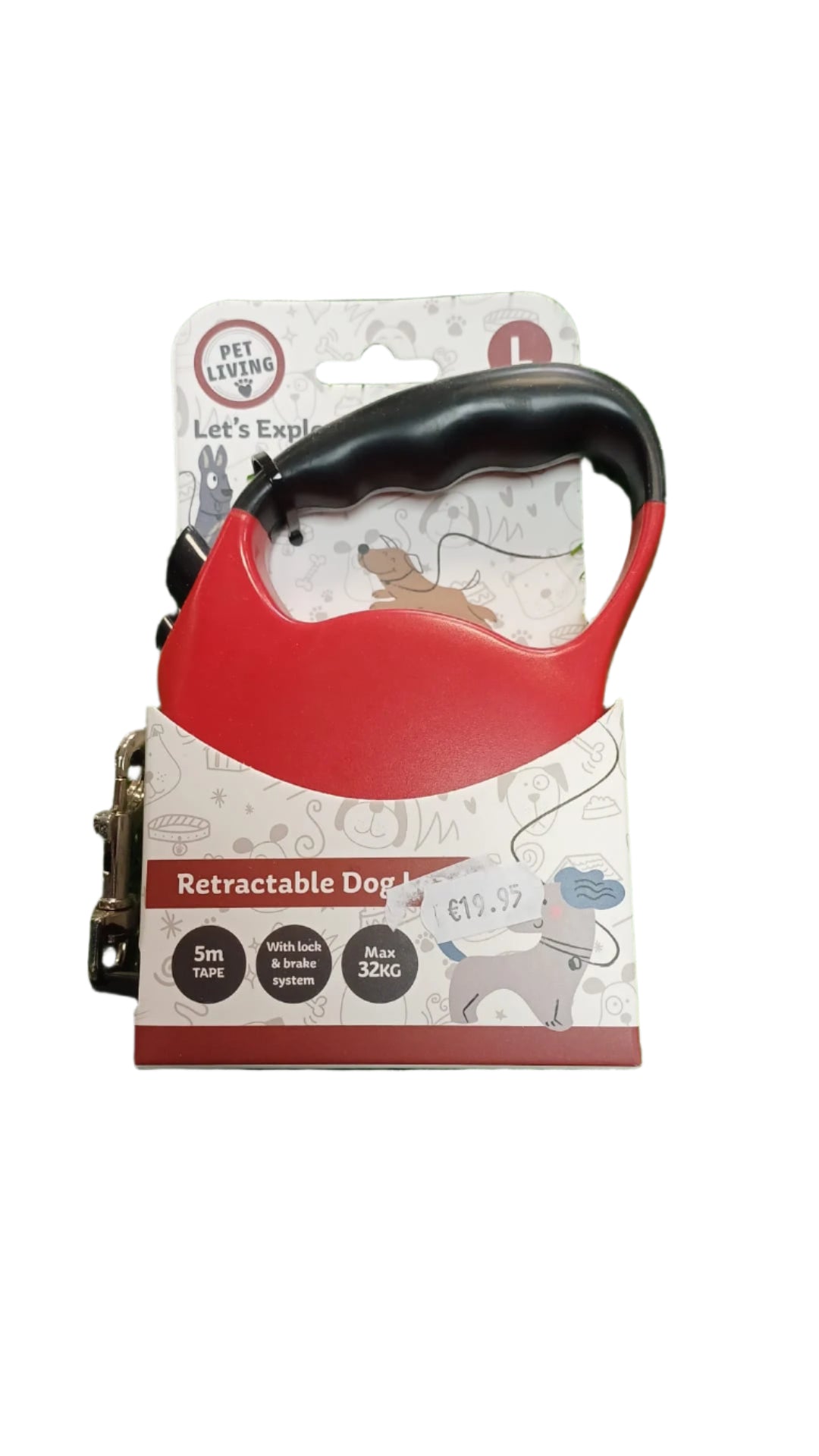 Red Pet Living Retractable Dog Lead (L)