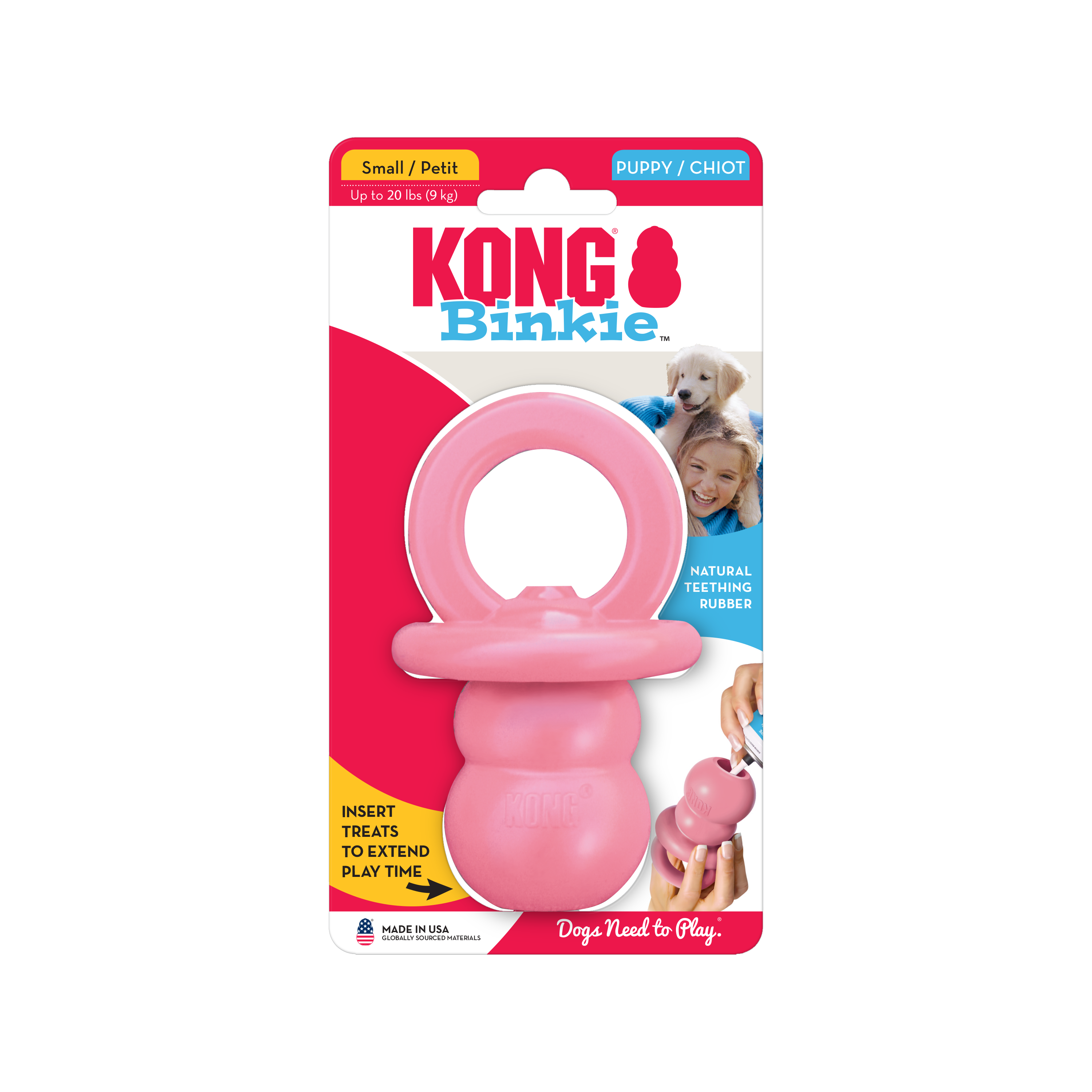 Kong Puppy Binkie Pink Medium