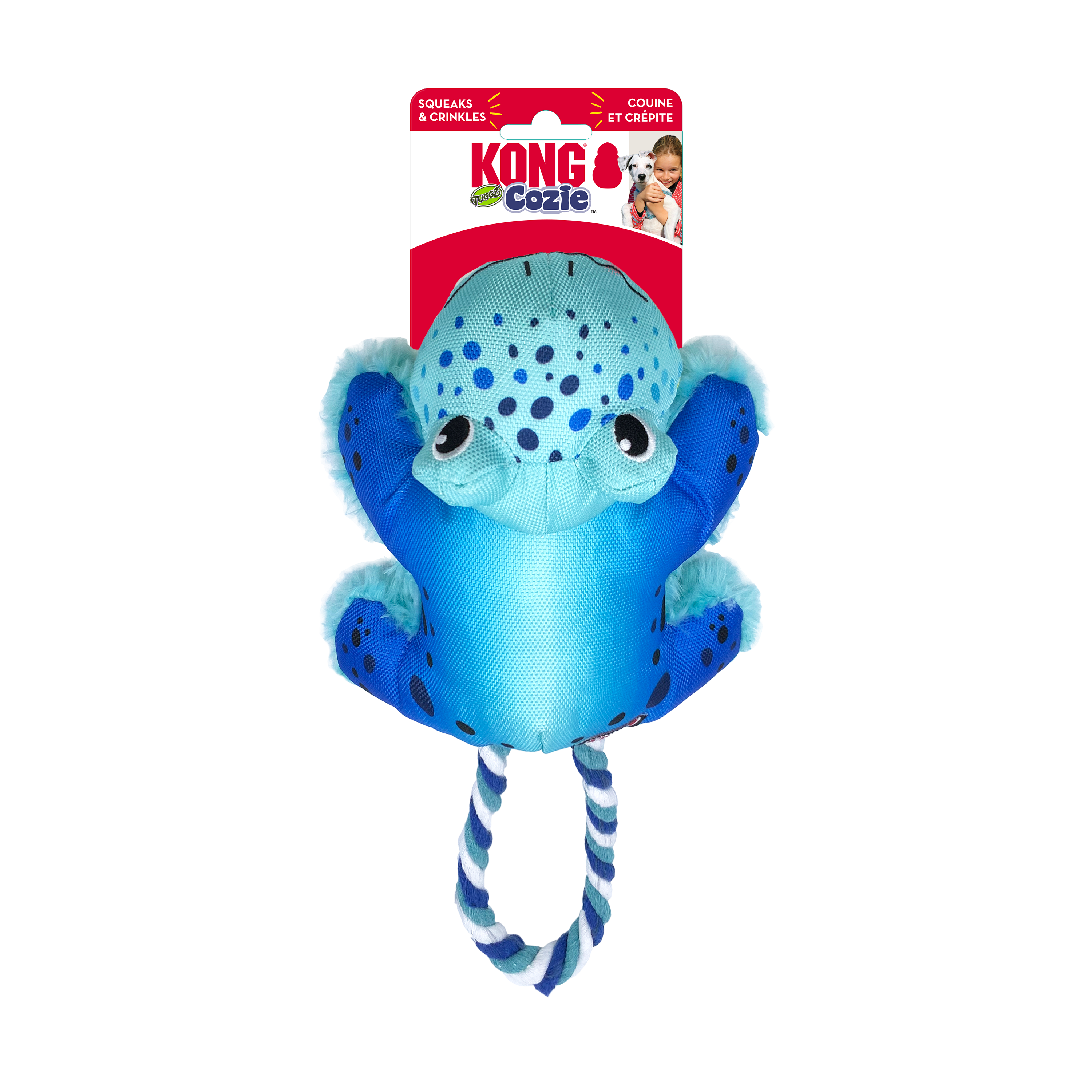 Frog Sqeaky Kong Dog Rope Toy