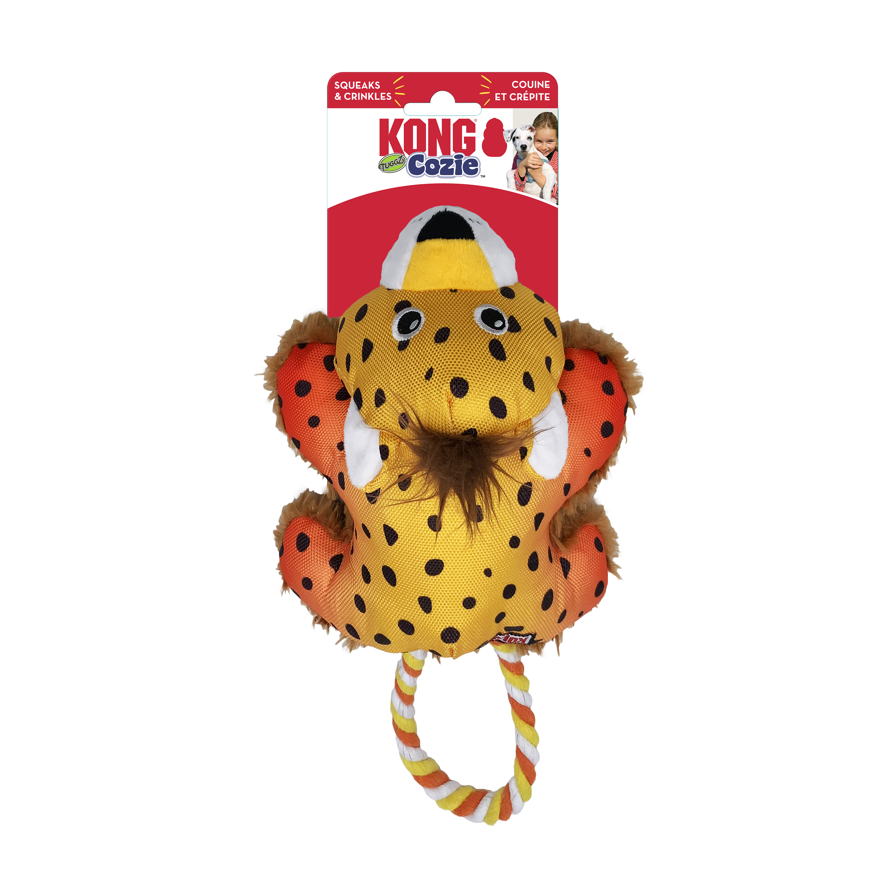 Cheetah Sqeaky Kong Dog Rope Toy