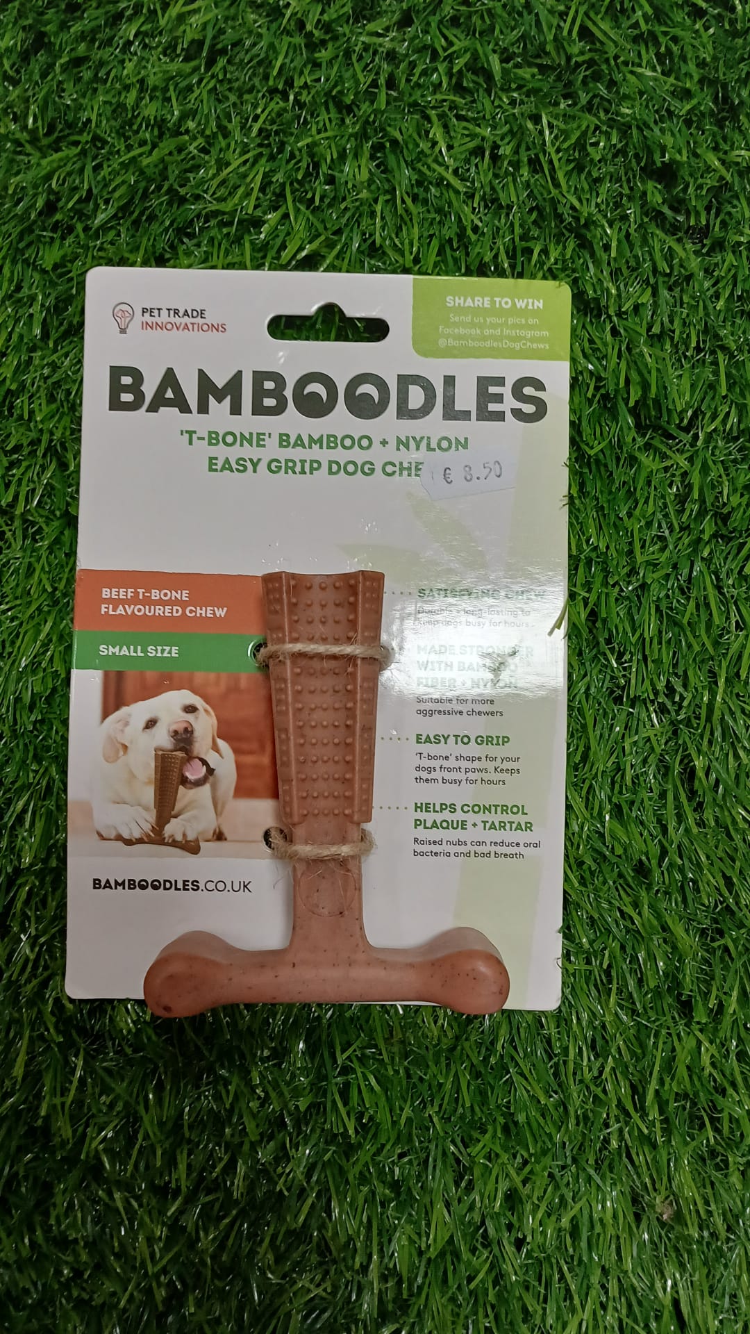 Beef T-Bone Bamboo + Nylon Easy Grip Dog Chew