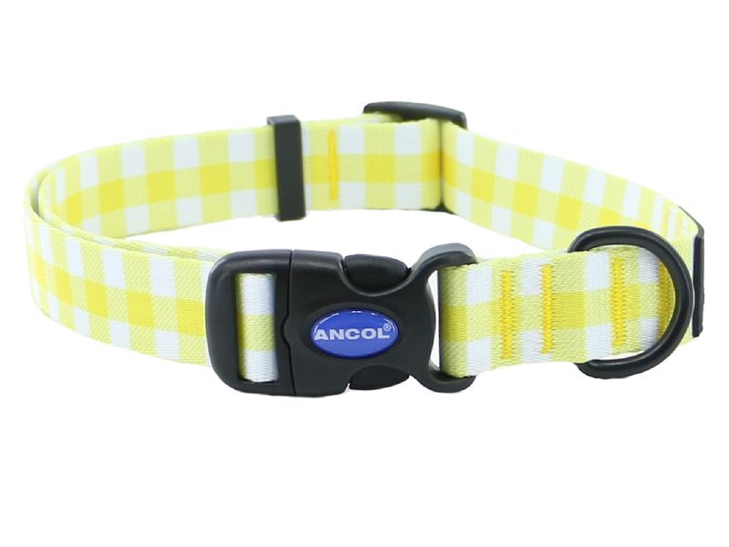 Soho Yellow Check Dog Collar